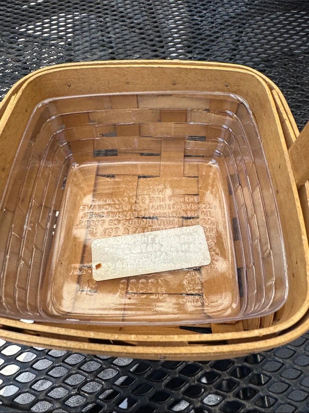 2002 LONGABERGER Handle Basket with Wooden Lid 5.5”x 3”